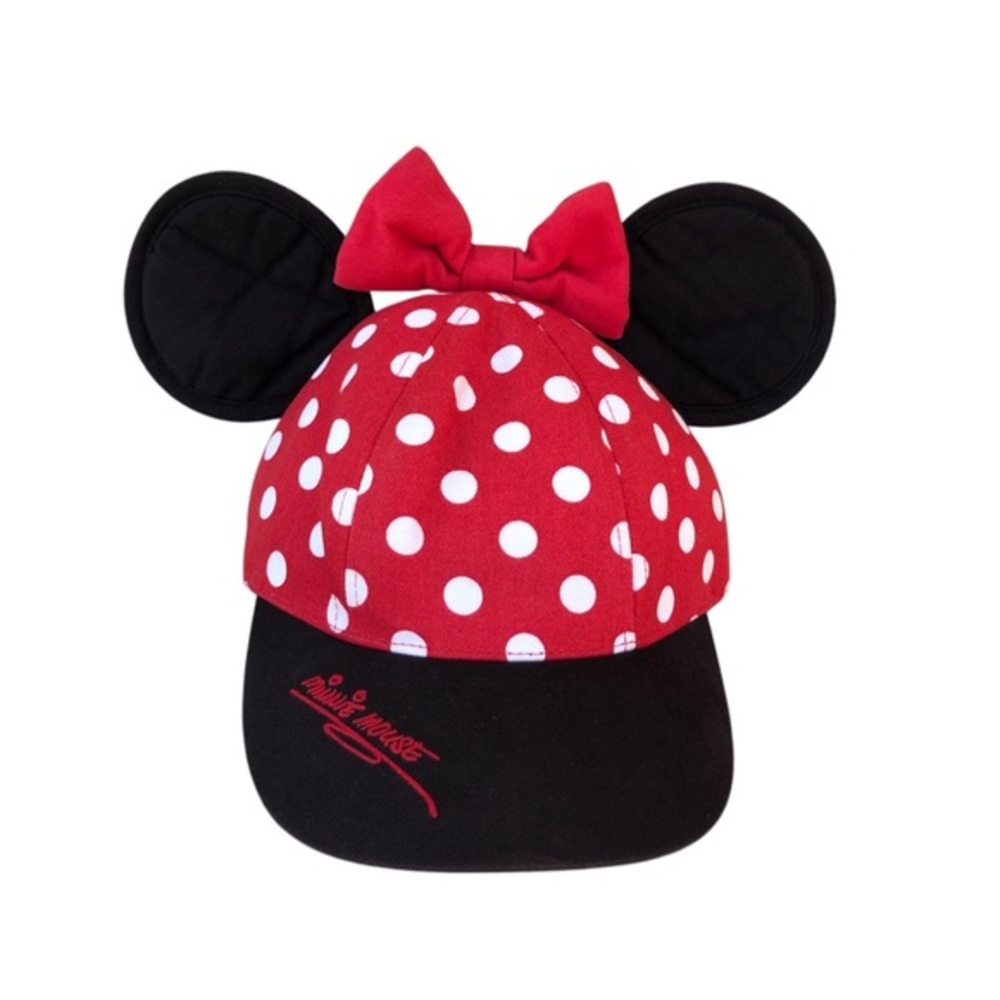 Walt Disney World Black Red Polka Dots Autographed Minnie Mouse Ears Bow Hat